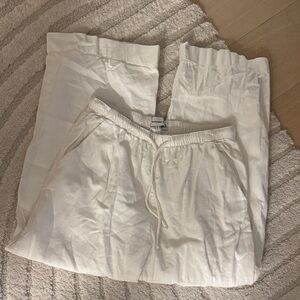 White abercrombie linen pants Small